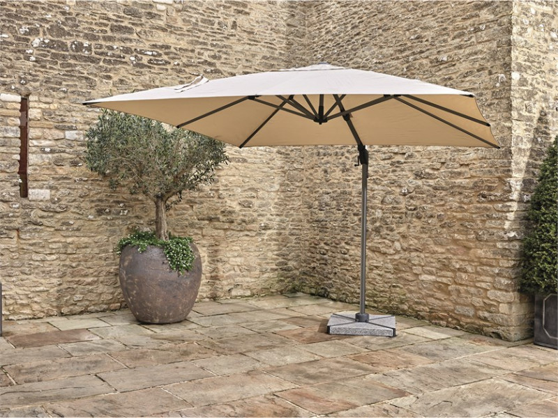 Chichester Sand 3.0 x 3.0m Square Cantilever Parasol, Cover & Base photo
