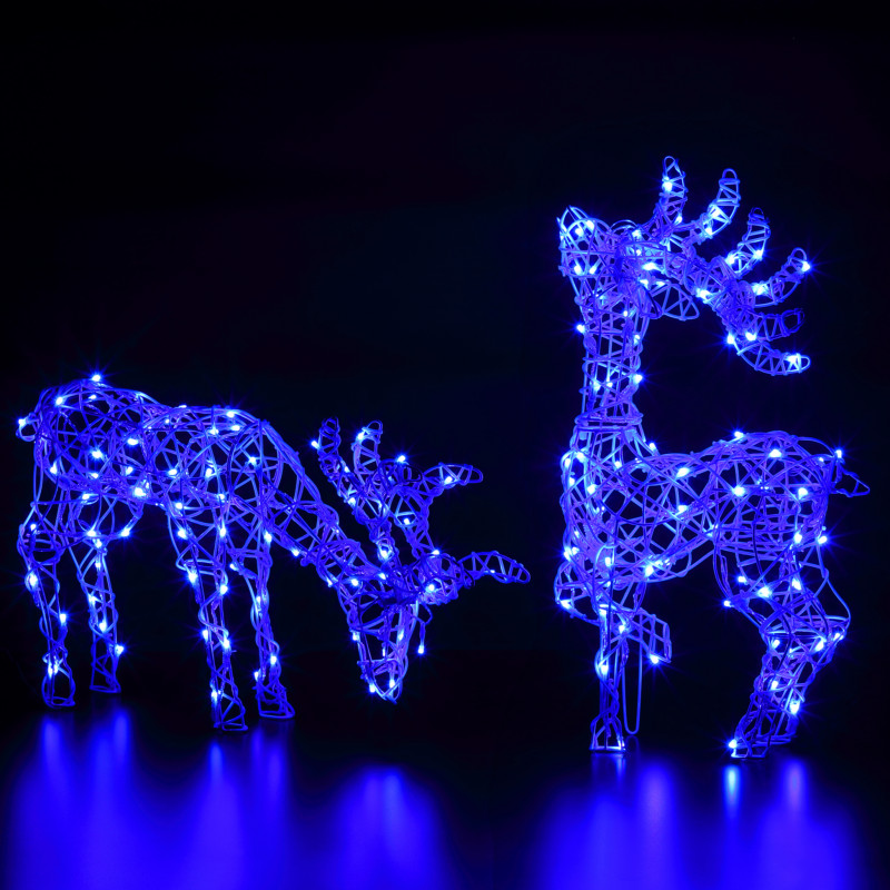 40CM TATTON GRAZING DEER 80 LEDS WITH WHITE RATTAN COLOUR CHANGEABLE photo