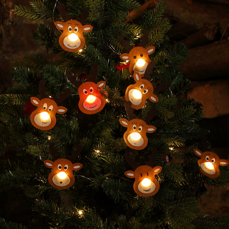 Leisuregrow 9 REINDEER STRING LIGHT WITH WARM WHITE BERRY LIGHTS - BATTERY- Prices Coming Soon