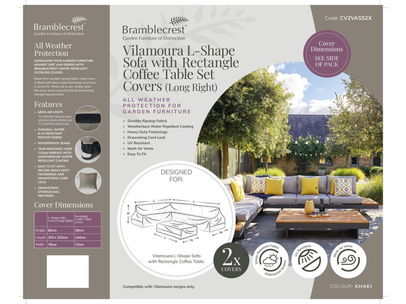 Bramblecrest Vilamoura Rectangle Modular Sofa with Rectangle Coffee Table Set Covers