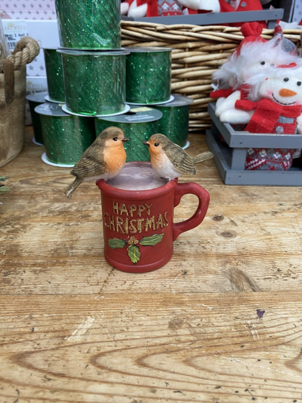 Happy christmas' mug w/robins photo