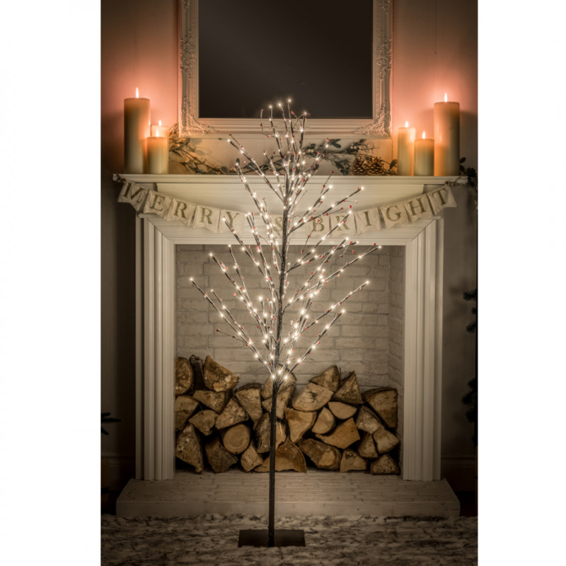 Leisuregrow 1.5M WARM WHITE SNOWY TWIG TREE WITH BERRIES - 180 LEDS- Prices Coming Soon