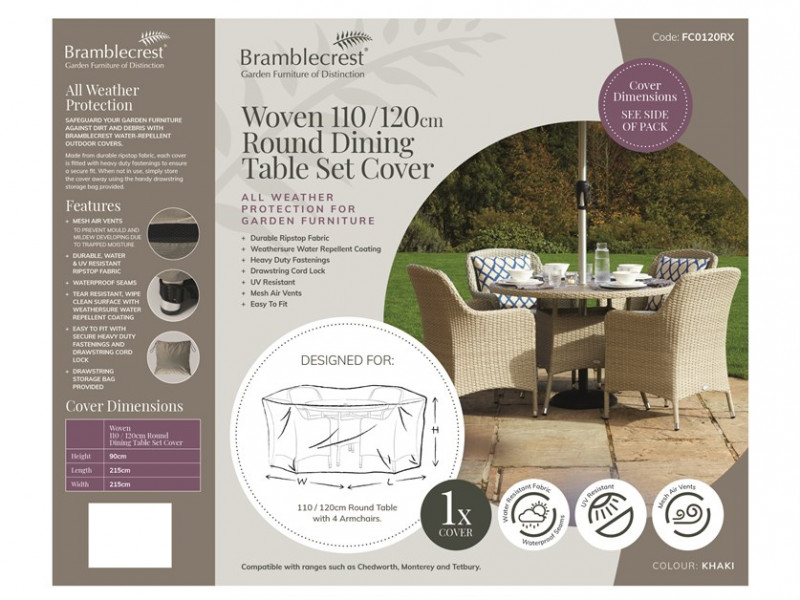 Bramblecrest Rattan 100cm & 120cm Round Dining Table Set Cover
