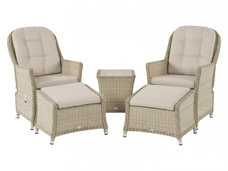 Monterey Sandstone Rattan Recliner Set with 2 Footstools & Side Table photo