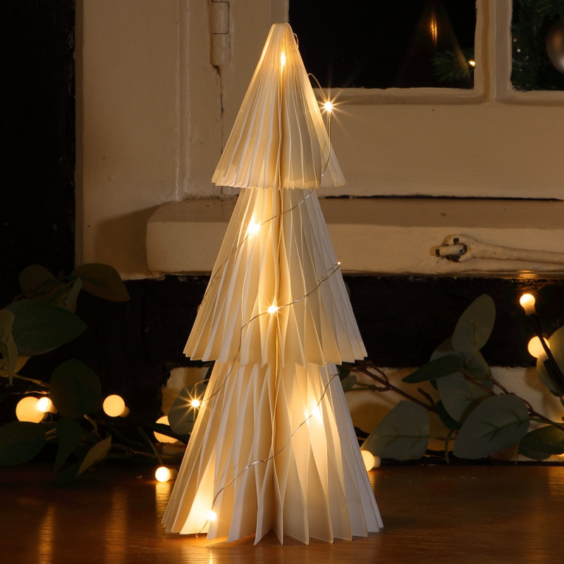 Leisuregrow 30CM CREAM HONEYCOMB TREE WITH WARM WHITE WIRE LIGHTS - BATTERY OPERATED- Prices Coming Soon