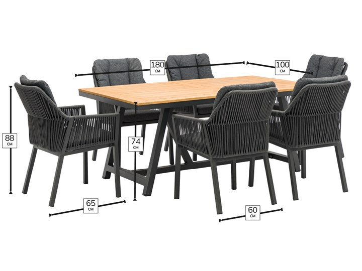 San Marino Teak Rectangle Table with 6 Deluxe Chairs photo