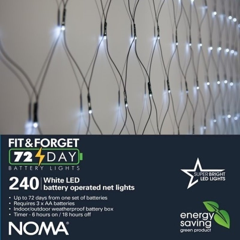 Leisuregrow 240 FIT & FORGET B/O WHITE MULTIFUNCTION NET LIGHTS