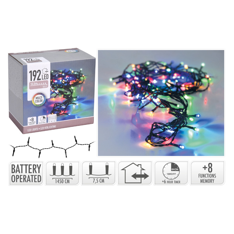 192 Multicoloured LEDS Battery Operated
