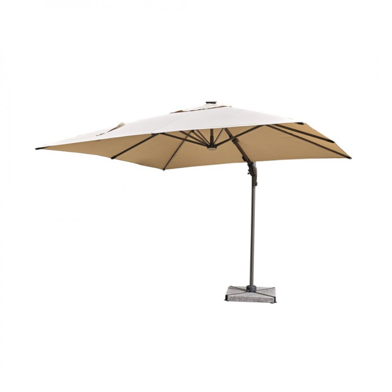 Truro 3.0 x 3.0m Square Cantilever Parasol with LED including Protective Cover - Sand