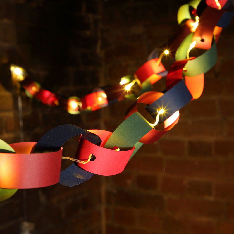 2.2M DIY PAPER CHAIN WITH 20 WARM WHITE LED FLEXI WIRE LIGHT