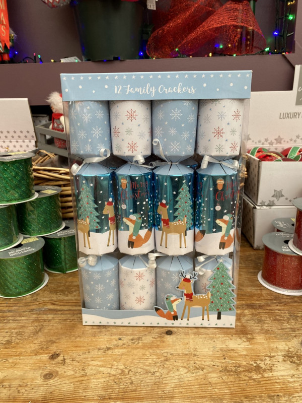 12 family reindeer and fox Santa crackers photo