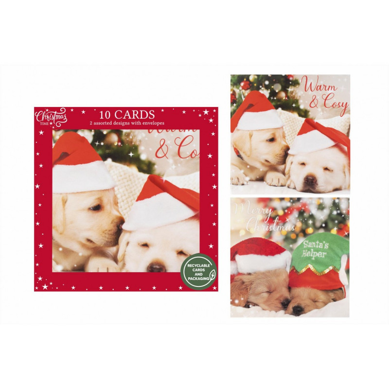 10 PACK CUTE DOG CHRISTMAS CARDS
