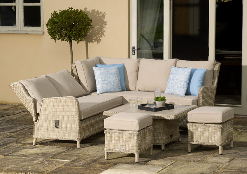 Chedworth Sandstone Reclining Modular Sofa with Mini Dual Height Ceramic Top Table & 2 Stools- Coming Soon photo