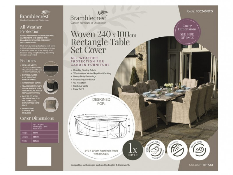 Rectangle 240cm x 100cm Table Set Cover