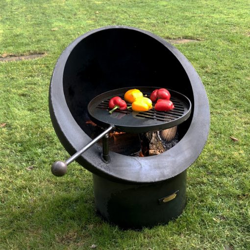 Fire Pit- Tilted Sphere with Swing Arm BBQ Rack