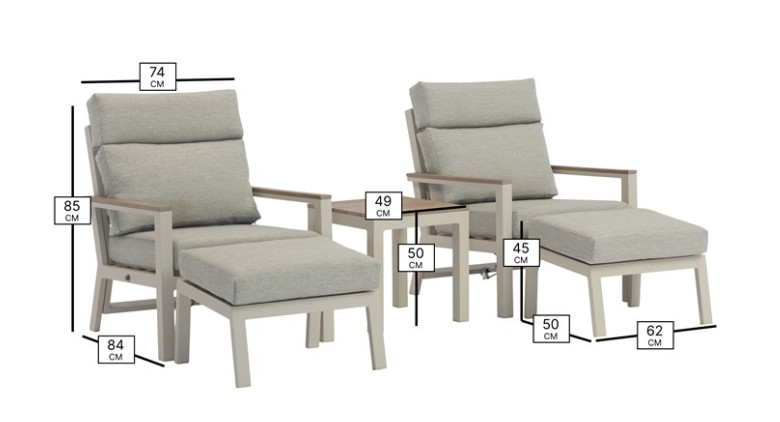 Zurich 2 Reclining Sofa Chairs with Footstools & Tree-Free High Coffee Table - Mocha photo