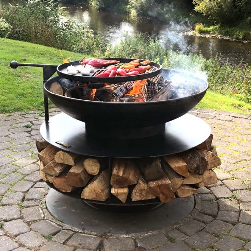 Ring Of Logs 90cm with Swing Arm BBQ Rack