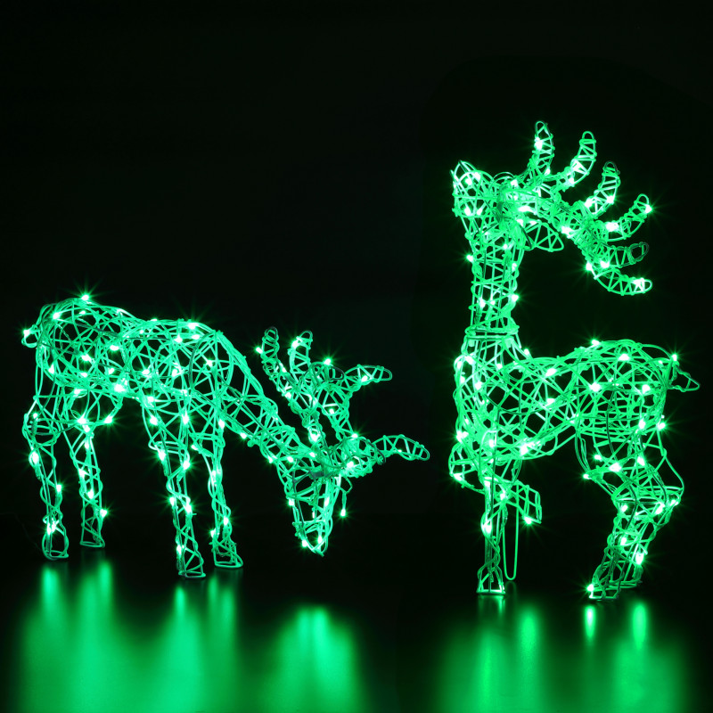 66CM TATTON GRAZING DEER 80 LEDS WHITE RATTAN COLOUR CHANGEABLE photo