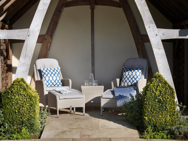 Bramblecrest Tetbury Nutmeg Recliner Set with Eco Cushions & 2 Footstools & Coffee Table with Tree-Free Top