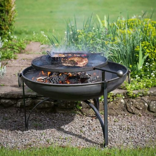 Fire Pit- Plain Jane with Swing Arm BBQ Rack 70cm