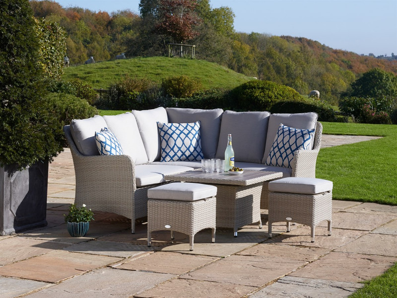 Tetbury Nutmeg Mini Modular Sofa with Eco Cushions & Dual Height Table with Tree-Free Top & 2 Stools photo