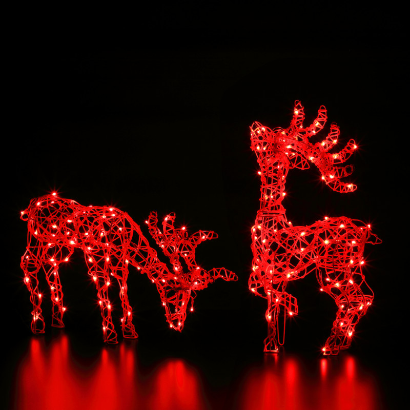 66CM TATTON GRAZING DEER 80 LEDS WHITE RATTAN COLOUR CHANGEABLE photo