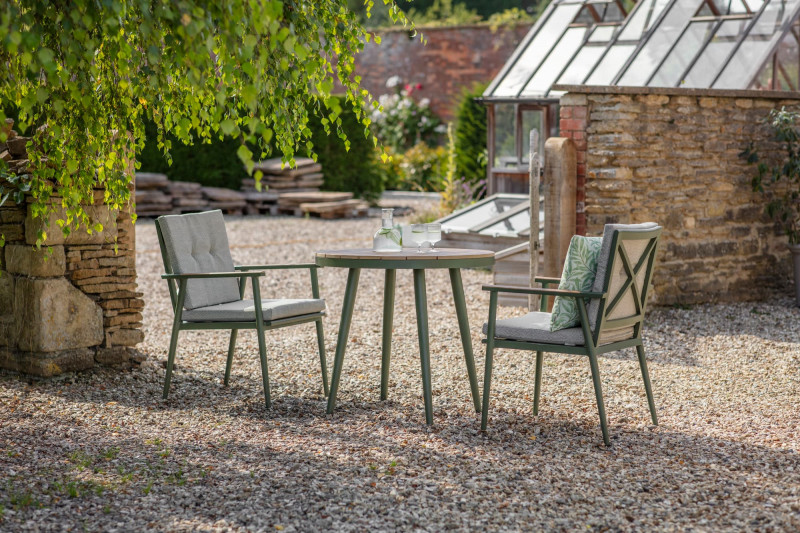 Wisley 80cm Round Table with 2 Armchairs- Sage photo