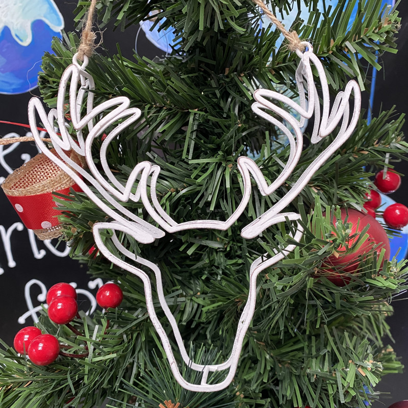 Christmas Metal 3D Wire Reindeer Head Tree Decoration photo