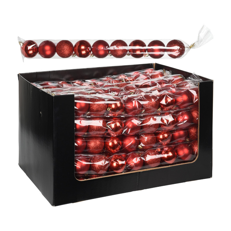 Koopman International  Xmas Ball 9pcs Silver, Glitter, Matt & Shiny RED- Prices Coming Soon