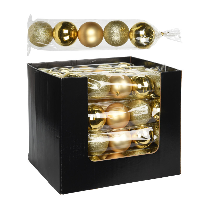 Koopman International  Xmas Ball 5pcs Glitter, Matt & Shiny Gold- Prices Coming Soon
