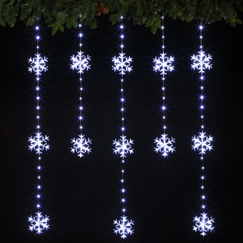 SNOWFLAKE WIRE CURTAIN LIGHT - 234 WHITE LED