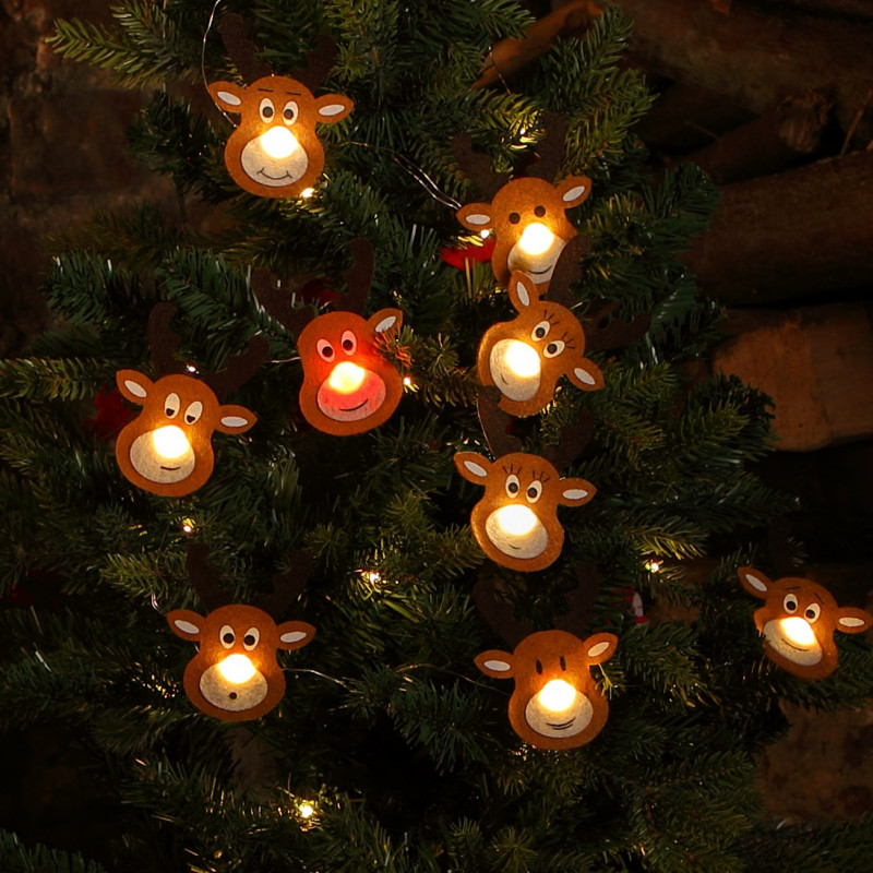 Leisuregrow 9 REINDEER STRING LIGHT WITH WARM WHITE BERRY LIGHTS - BATTERY
