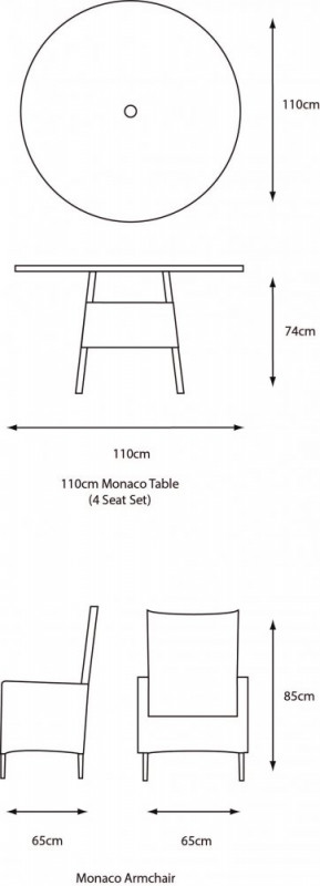 Monaco Stone 4 Seat Dining Set with 2.5m Parasol & Base photo