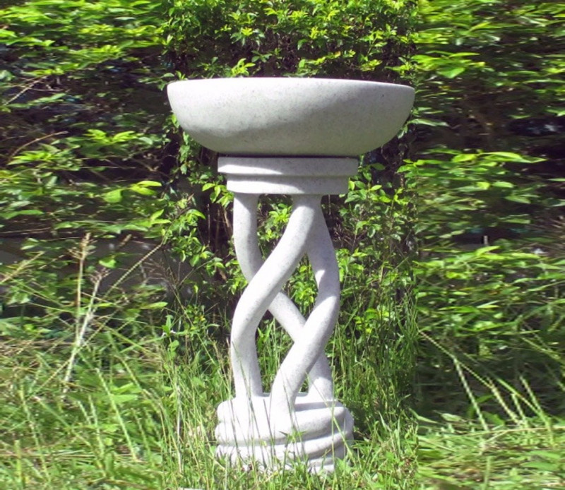 Enigma Statues Spiral Granite Bird Bath