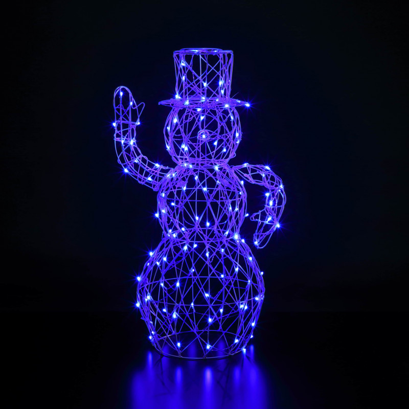 1M DICKENSIAN SNOWMAN 120 LEDS WHITE RATTAN COLOUR CHANGEABLE photo