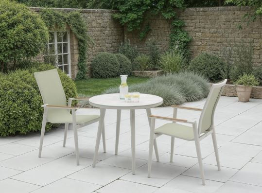 Sofia Round Bistro Set with 2 Armchairs - Green