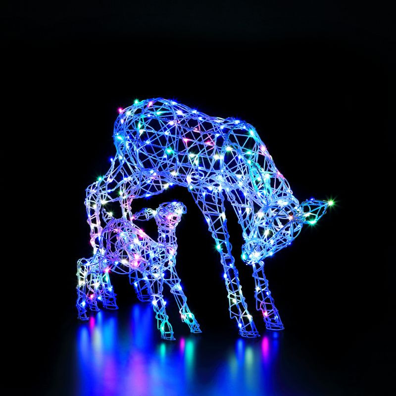 70CM WOBURN DEER & FAWN 230 LEDS WHITE RATTAN photo