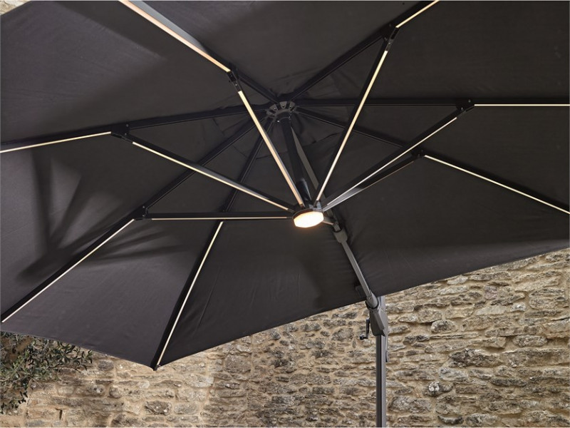 Truro 3.0 x 3.0m Square Cantilever Parasol with LED Light, Base &  Cover- Grey- Coming Soon photo