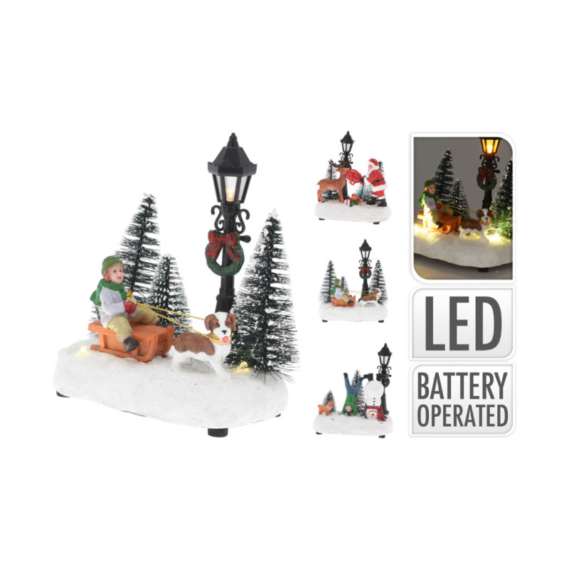 Xmas Scene 3ASS Snowman&Boy, Santa&Reindeer, Boy in Sleigh with Dog 9PCS- Prices Coming Soon photo