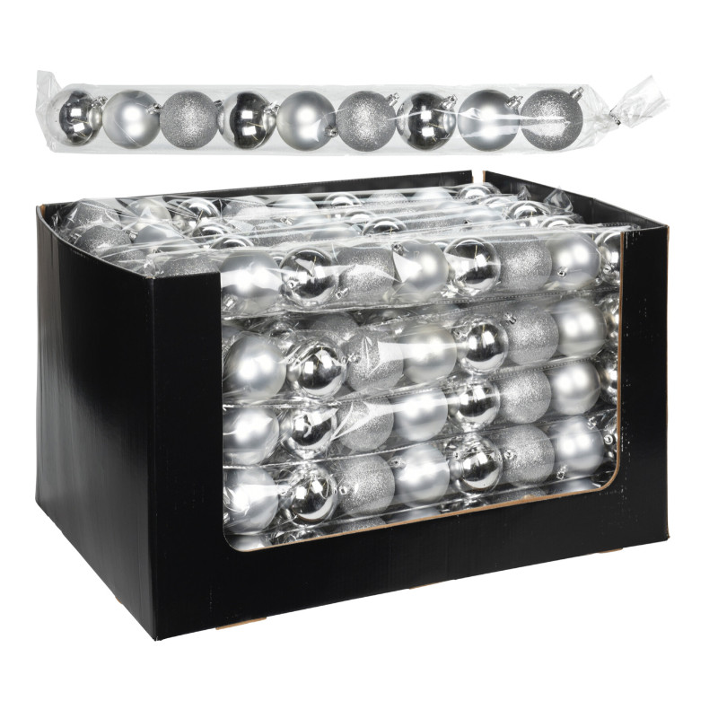 Koopman International  Xmas Ball 9pcs Silver, Glitter, Matt & Shiny- Prices Coming Soon