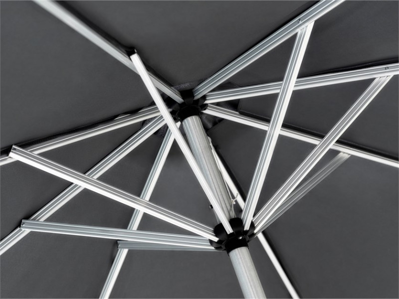 Brushed Aluminium 2.5m Round Crank Handle Parasol - Grey photo