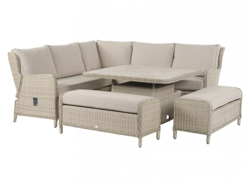 Chedworth Reclining Sofa Set with Adjustable Table and 2 Benches- Sand- Display Only photo