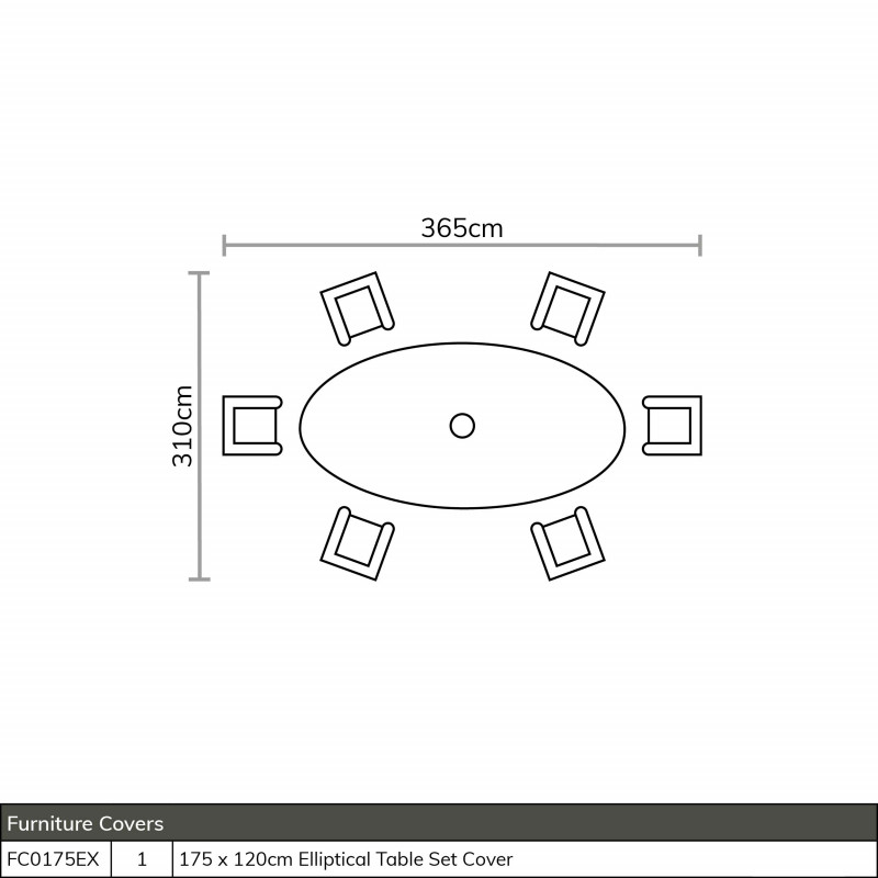 Monterey Dove Grey 175 x 120cm Elliptical Table with 6 Armchairs & Parasol & Base photo