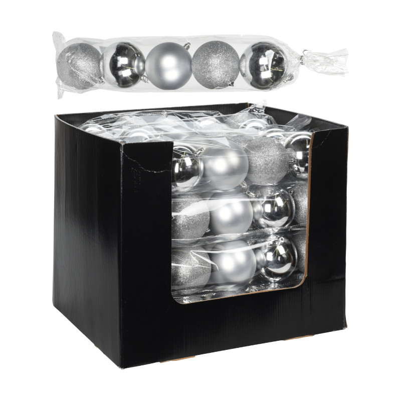 Koopman International Xmas Ball 5pcs Glitter, Matt & Shiny Silver- Prices Coming Soon