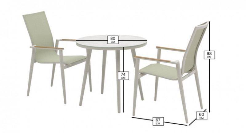 Sofia Round Bistro Set with 2 Armchairs - Green photo