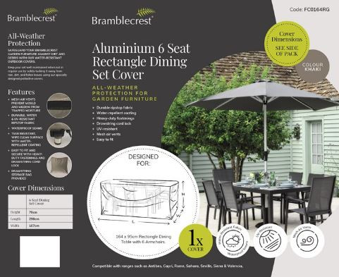 Seville 6 Seat Rectangle Dining Set Cover