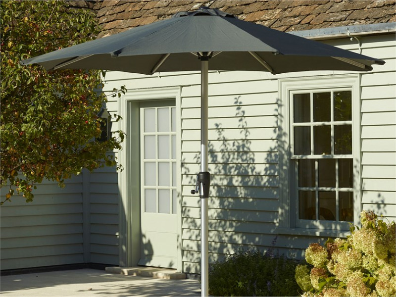 Brushed Aluminium 2.5m Round Crank Handle Parasol - Grey photo