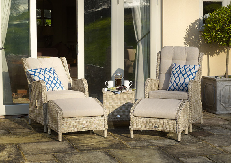 Chedworth Sandstone Recliner Set with 2 Footstools & Ceramic Top Side Table photo