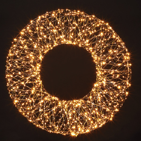 Leisuregrow 75CM MICRO WIRE WREATH WITH 720 ANTIQUE WHITE LEDS