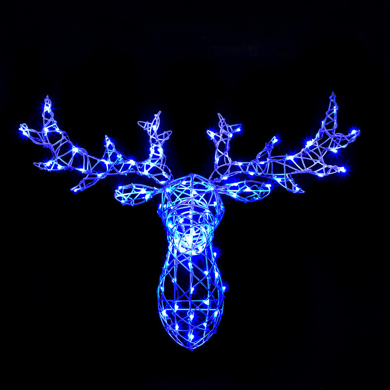 80CM WOBURN STAG HEAD 100 LEDS WHITE RATTAN COLOUR CHANGEABLE photo